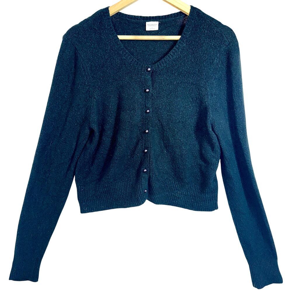 Abercrombie & Fitch Soft AF Black Button Front Long Sleeve Cardigan Sweater Sz L
